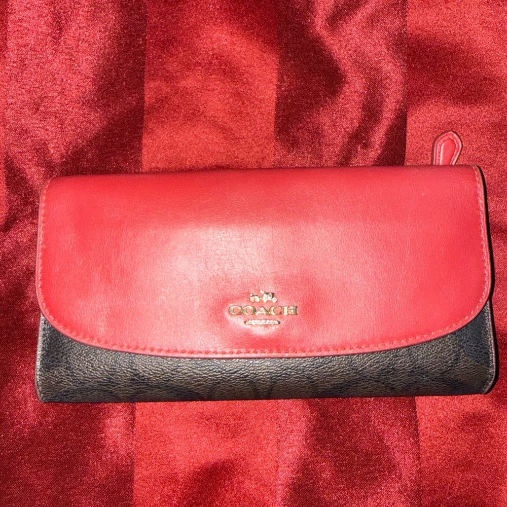 Coach Signature slim envelope Red